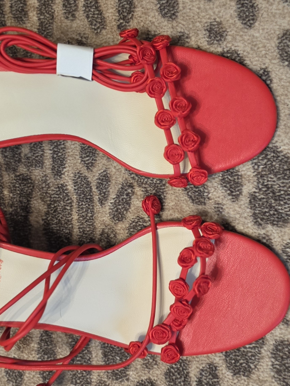 Dolce Vita Collab Wirh LOVE AND lemons! Red Rose-Appliqué Lace-Up Heeled Sandals